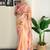 Orange floral sequinned embroidery  saree