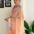 Orange floral sequinned embroidery  saree