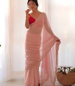 Pink pink embellished pure georgette saree