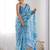 Blue tie and dye embellished mirror work saree
