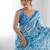 Blue tie and dye embellished mirror work saree