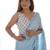 Blue floral printed mirror work saree
