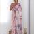 pink printed embellished mirror work saree