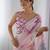 pink printed embellished mirror work saree