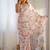 White embellished mirror work poly chiffon designer saree