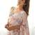 White embellished mirror work poly chiffon designer saree