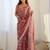 Red embellished mirror work designer saree