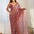 Red embellished mirror work designer saree