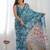 blue mirror work designer saree