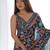 teal ethnic motifs printed saree with mirror work