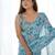 blue embellished mirror work designer saree