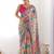 Pink printed embellished mirror work saree