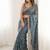 Blue embellished zari satin heavy work saree
