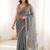 Blue embellished zari satin heavy work saree