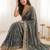 Blue embellished zari satin heavy work saree