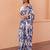 Blue floral printed celebrity saree