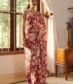 red floral printed saree