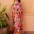 blue floral satin saree