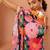 blue floral satin saree