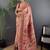 peach ethnic motifs zari silk blend paithani saree