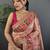 peach ethnic motifs zari silk blend paithani saree