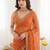 Orange embellished sequinned satin heavy work saree