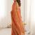 Orange embellished sequinned satin heavy work saree