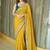 Yellow ethnic motifs embroidered pure chiffon saree