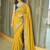 Yellow ethnic motifs embroidered pure chiffon saree