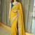 Yellow ethnic motifs embroidered pure chiffon saree