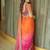 Multicolor ombre embroidered satin saree