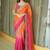 Multicolor ombre embroidered satin saree