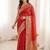 Red ethnic motifs zari silk blend heavy work saree