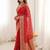 Red ethnic motifs zari silk blend heavy work saree