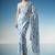 White ready to wear floral satin block print saree