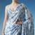 White ready to wear floral satin block print saree