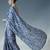 blue ready to wear satin designer block print saree