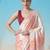 Off white ready to wear polka dot satin block print saree