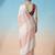 Off white ready to wear polka dot satin block print saree