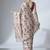 Off white ready to wear floral satin block print saree