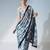 Off white ready to wear floral satin block print saree
