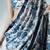 Off white ready to wear floral satin block print saree