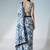 Off white ready to wear floral satin block print saree