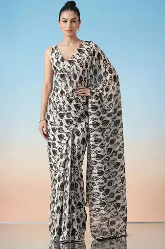 off_white ready to wear ethnic motifs satin block print saree