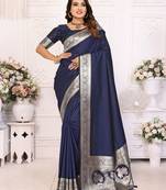 navy_blue women zari banarasi saree