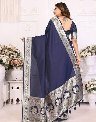navy_blue women zari banarasi saree 2