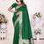 green solid banarasi saree with woven design zari border