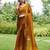 Mustard plain organza ready to wear saree