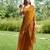 Mustard plain organza ready to wear saree