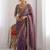 purple ethnic motifs embroidered pure chiffon saree